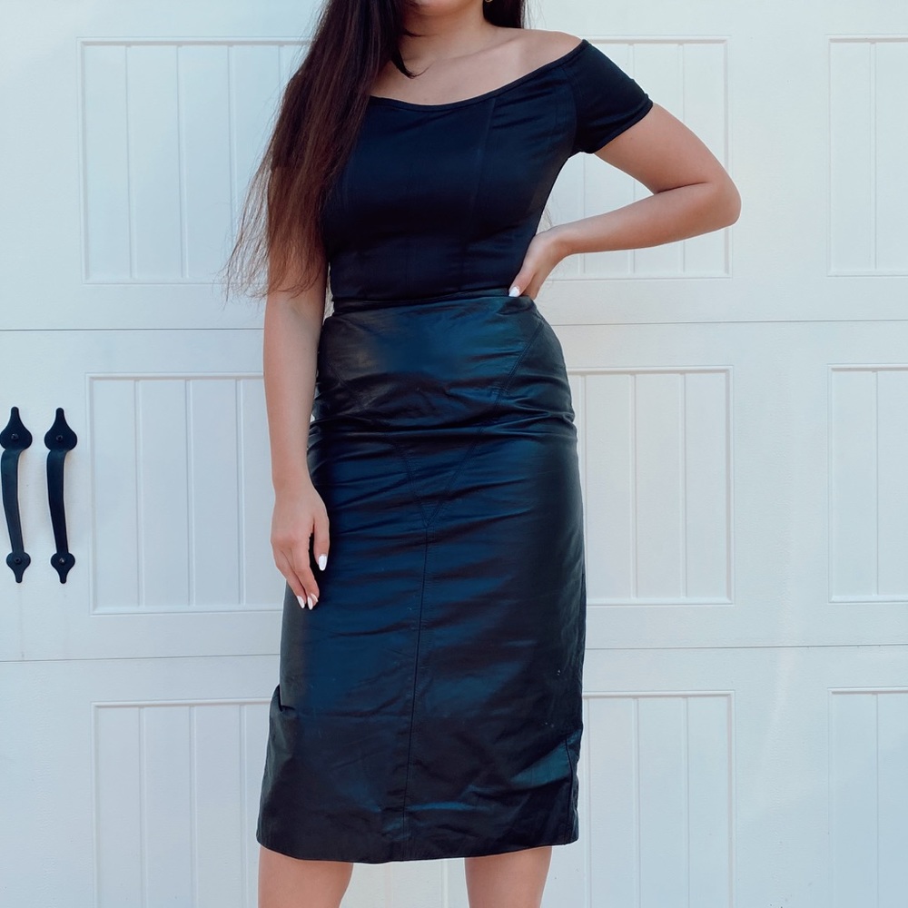 Black leather skirt